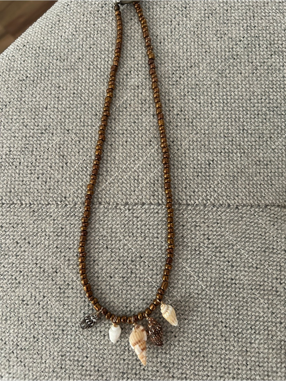 Twine and twig  and Brown Beaded Shell Charm Necklace - Women Jewelry